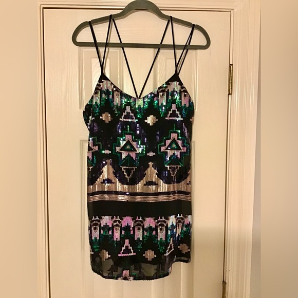 Show Me Your Mumu Crisscross Applesauce Black Sequin Dress Extra Small - Picture 4 of 4